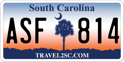 SC license plate ASF814