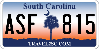 SC license plate ASF815