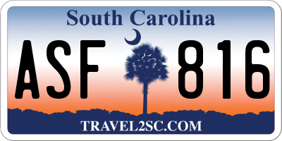 SC license plate ASF816