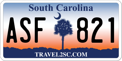 SC license plate ASF821