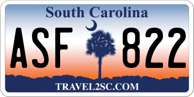SC license plate ASF822