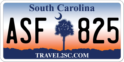 SC license plate ASF825