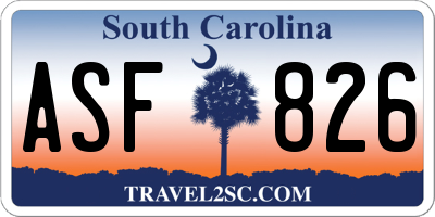 SC license plate ASF826