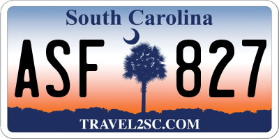 SC license plate ASF827