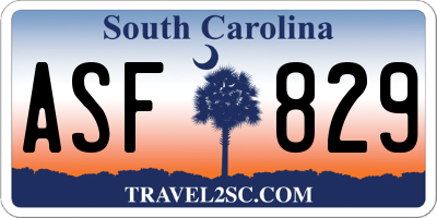 SC license plate ASF829