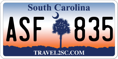 SC license plate ASF835