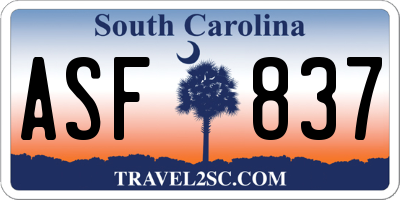 SC license plate ASF837