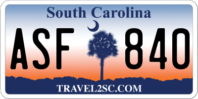 SC license plate ASF840