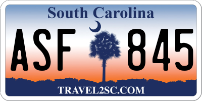 SC license plate ASF845