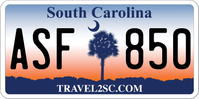 SC license plate ASF850