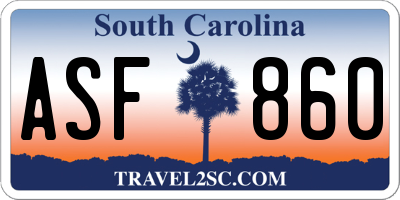 SC license plate ASF860