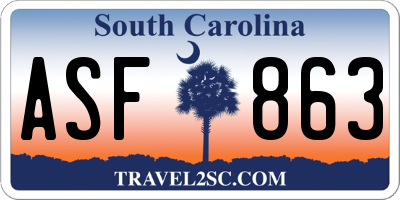 SC license plate ASF863