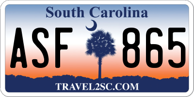 SC license plate ASF865