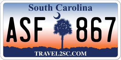 SC license plate ASF867