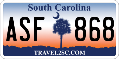 SC license plate ASF868