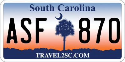 SC license plate ASF870