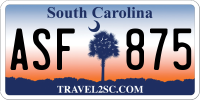 SC license plate ASF875