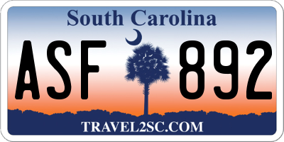 SC license plate ASF892