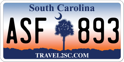 SC license plate ASF893