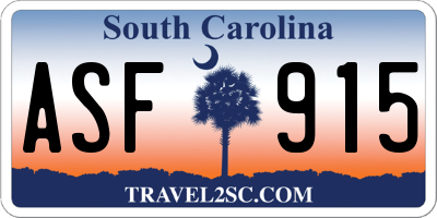SC license plate ASF915