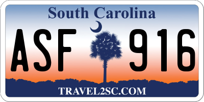 SC license plate ASF916
