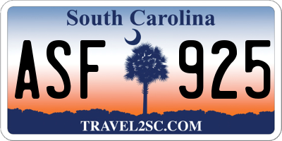 SC license plate ASF925