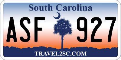 SC license plate ASF927