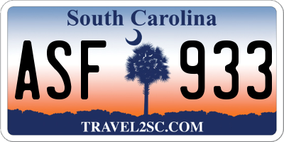 SC license plate ASF933