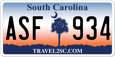 SC license plate ASF934