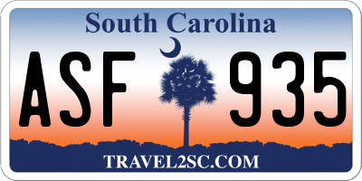 SC license plate ASF935