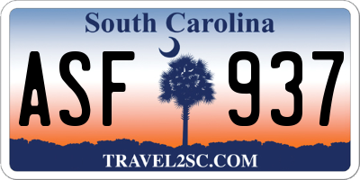 SC license plate ASF937