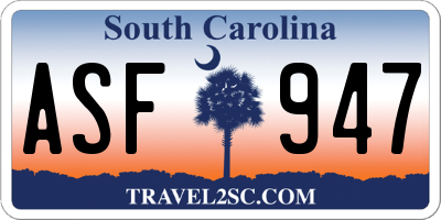 SC license plate ASF947