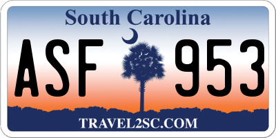 SC license plate ASF953