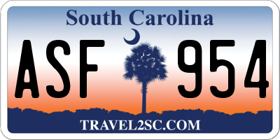 SC license plate ASF954