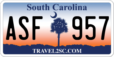 SC license plate ASF957