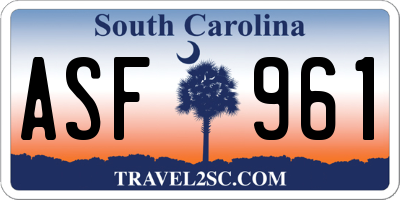 SC license plate ASF961