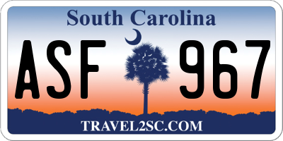SC license plate ASF967