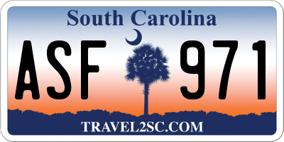 SC license plate ASF971