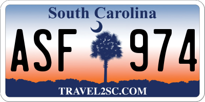 SC license plate ASF974