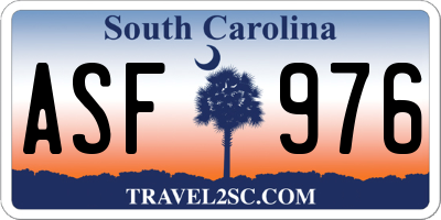 SC license plate ASF976