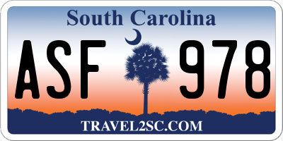 SC license plate ASF978
