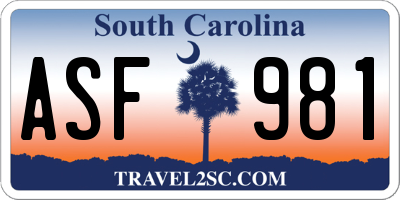SC license plate ASF981