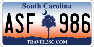 SC license plate ASF986