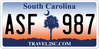 SC license plate ASF987