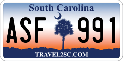 SC license plate ASF991