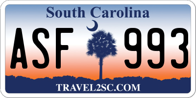 SC license plate ASF993