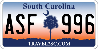 SC license plate ASF996