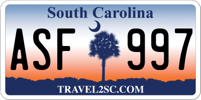 SC license plate ASF997