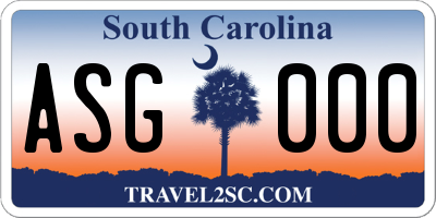 SC license plate ASG000