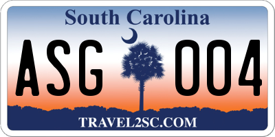 SC license plate ASG004